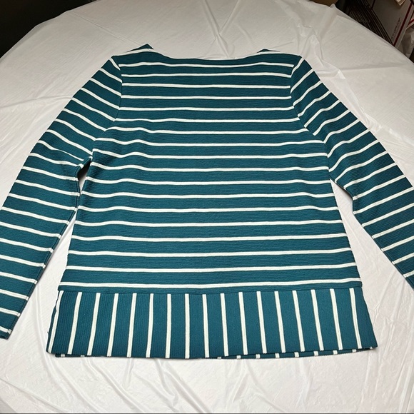 NWT Talbots Teal White Striped Long Sleeve Top Size S Petite - Picture 6 of 13